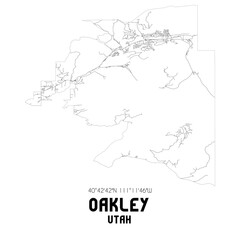 Oakley Utah. US street map with black and white lines.