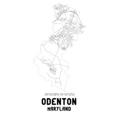 Odenton Maryland. US street map with black and white lines.