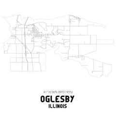 Oglesby Illinois. US street map with black and white lines.