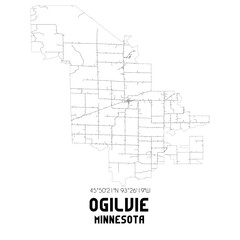 Ogilvie Minnesota. US street map with black and white lines.