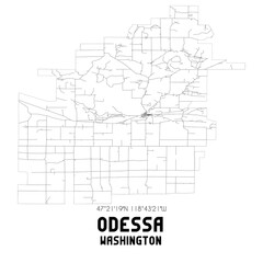 Odessa Washington. US street map with black and white lines.