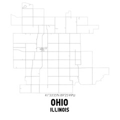 Obraz premium Ohio Illinois. US street map with black and white lines.