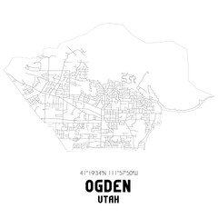 Fototapeta na wymiar Ogden Utah. US street map with black and white lines.