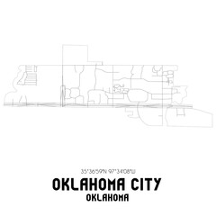 Oklahoma City Oklahoma. US street map with black and white lines.