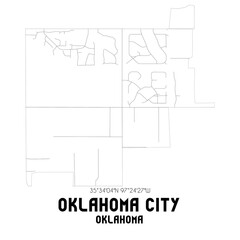 Oklahoma City Oklahoma. US street map with black and white lines.
