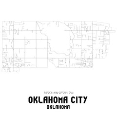 Oklahoma City Oklahoma. US street map with black and white lines.