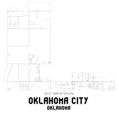 Oklahoma City Oklahoma. US street map with black and white lines.
