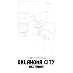 Oklahoma City Oklahoma. US street map with black and white lines.