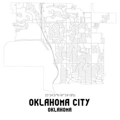 Oklahoma City Oklahoma. US street map with black and white lines.