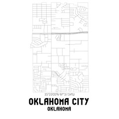 Oklahoma City Oklahoma. US street map with black and white lines.