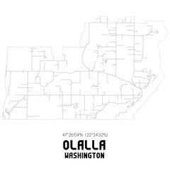 Olalla Washington. US street map with black and white lines.