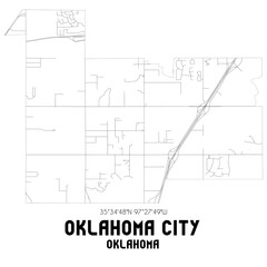 Oklahoma City Oklahoma. US street map with black and white lines.