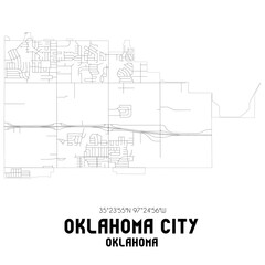 Oklahoma City Oklahoma. US street map with black and white lines.