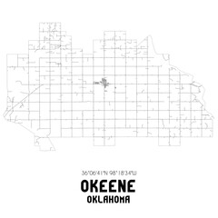 Okeene Oklahoma. US street map with black and white lines.
