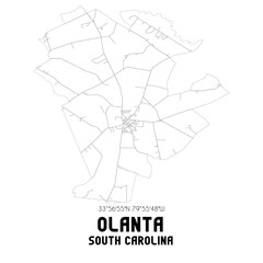 Olanta South Carolina. US street map with black and white lines.
