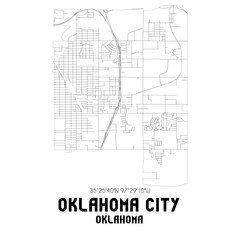 Oklahoma City Oklahoma. US street map with black and white lines.