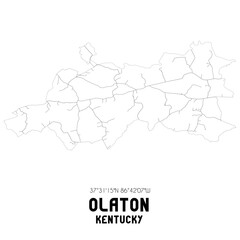 Olaton Kentucky. US street map with black and white lines.