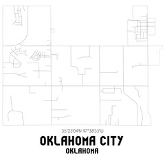 Oklahoma City Oklahoma. US street map with black and white lines.