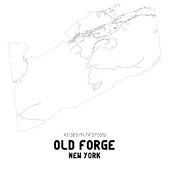 Old Forge New York. US street map with black and white lines.