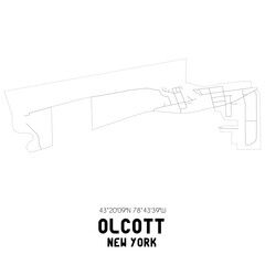 Olcott New York. US street map with black and white lines.