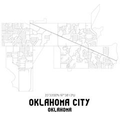 Oklahoma City Oklahoma. US street map with black and white lines.