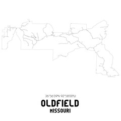Oldfield Missouri. US street map with black and white lines.