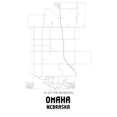 Omaha Nebraska. US street map with black and white lines.
