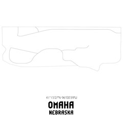 Omaha Nebraska. US street map with black and white lines.