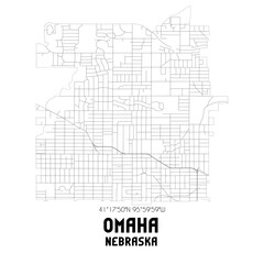 Omaha Nebraska. US street map with black and white lines. - obrazy, fototapety, plakaty