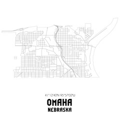 Omaha Nebraska. US street map with black and white lines.