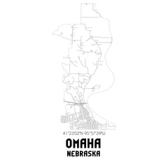Omaha Nebraska. US street map with black and white lines.