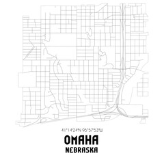 Omaha Nebraska. US street map with black and white lines.