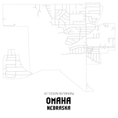 Omaha Nebraska. US street map with black and white lines.