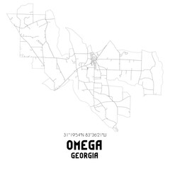Omega Georgia. US street map with black and white lines.
