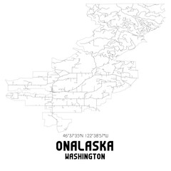 Fototapeta premium Onalaska Washington. US street map with black and white lines.