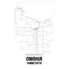 Onamia Minnesota. US street map with black and white lines.