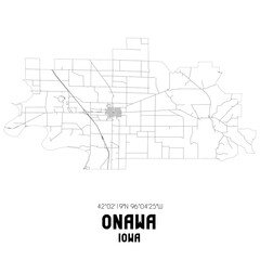 Onawa Iowa. US street map with black and white lines.