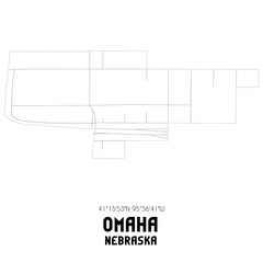 Omaha Nebraska. US street map with black and white lines.