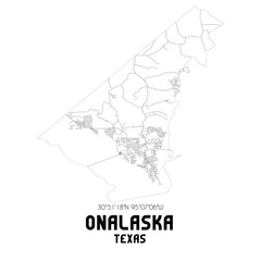 Onalaska Texas. US street map with black and white lines.