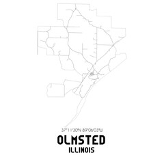Olmsted Illinois. US street map with black and white lines.