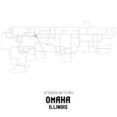 Omaha Illinois. US street map with black and white lines.