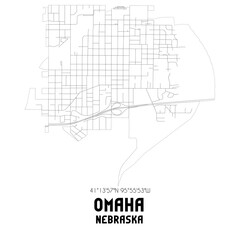 Omaha Nebraska. US street map with black and white lines.
