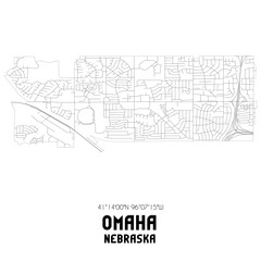 Omaha Nebraska. US street map with black and white lines.