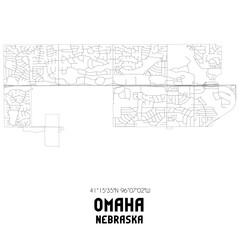 Omaha Nebraska. US street map with black and white lines.