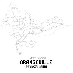 Orangeville Pennsylvania. US street map with black and white lines.