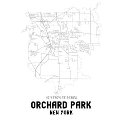 Orchard Park New York. US street map with black and white lines.
