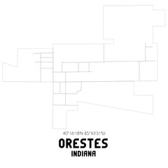 Orestes Indiana. US street map with black and white lines.