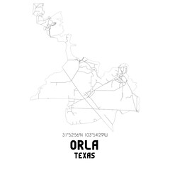 Fototapeta na wymiar Orla Texas. US street map with black and white lines.