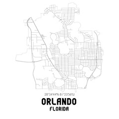 Orlando Florida. US street map with black and white lines.