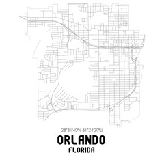 Orlando Florida. US street map with black and white lines.